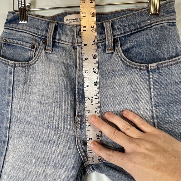 Abercrombie & Fitch High Rise Mom Jeans Two Tone Raw Hem SIZE 25 Womens Y2k A&F - Picture 6 of 8